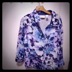 💛Alfred Dunner button down Floral blouse